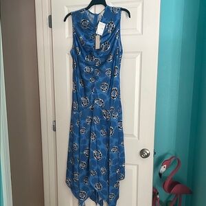 MELLODAY Floral Blue Midi Dress